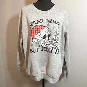 Gray Santa Skull Sweatshirt